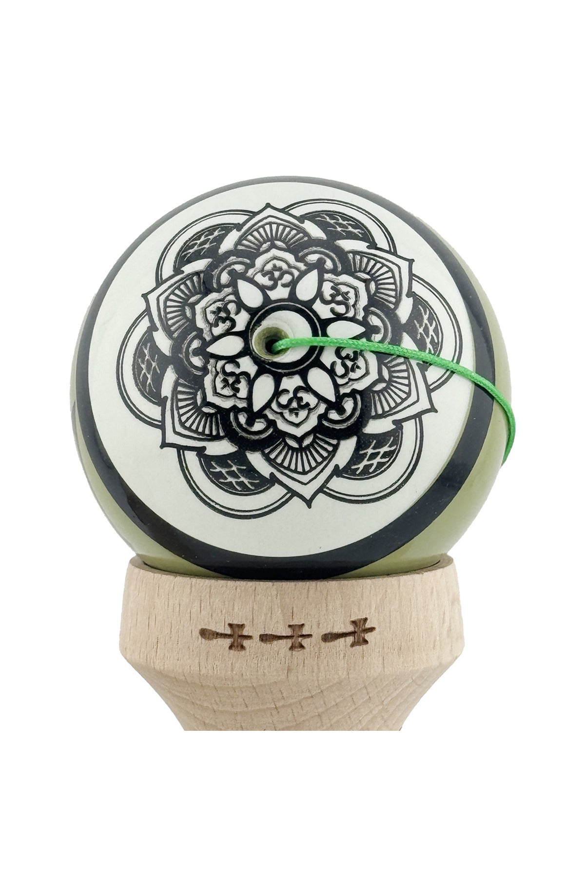 Kendama X Zen Originala, Model V3 Verde, Profesionala, Cupe Mari King Size, Super Sticky, Gaura in Baza, Rulment, Ata 55cm