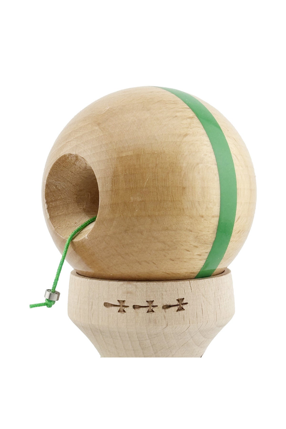 Kendama X Originala, Model V3 Verde, Linie, Profesionala, Cupe Mari King Size, Super Sticky, Gaura in Baza, Rulment, Ata 55cm