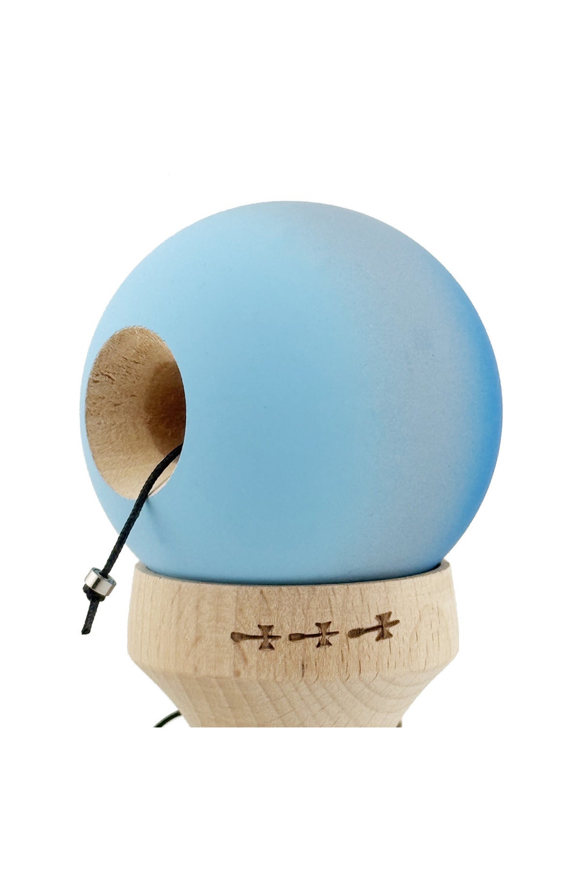Kendama X Originala, Model V3 Albastru / Gri / Albastru Deschis in Degrade, Profesionala, Cupe Mari King Size, Rubber Grip, Gaura in Baza, Rulment, Ata 55cm