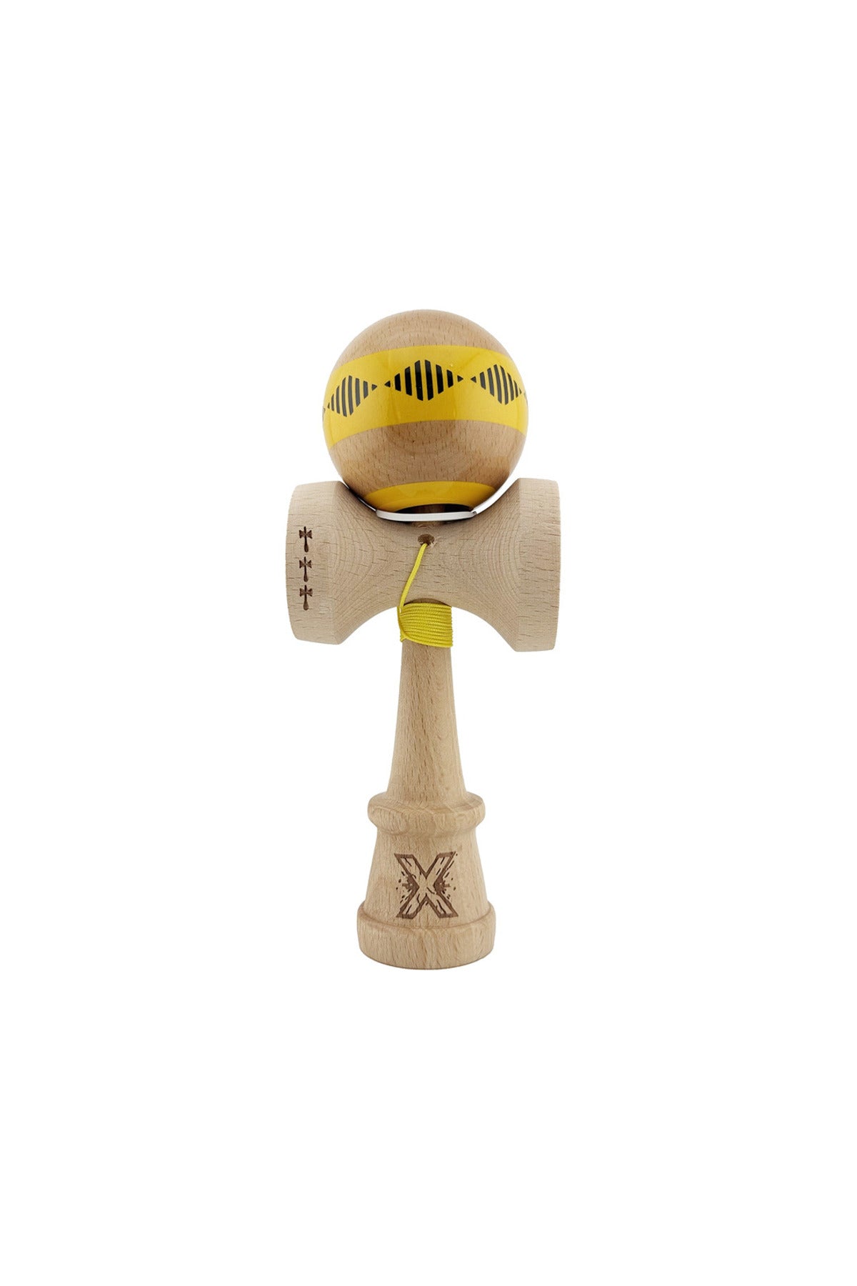 Kendama X Vibes Originala, Model V3 Galben, Profesionala, Cupe Mari King Size, Super Sticky, Gaura in Baza, Rulment, Ata 55cm
