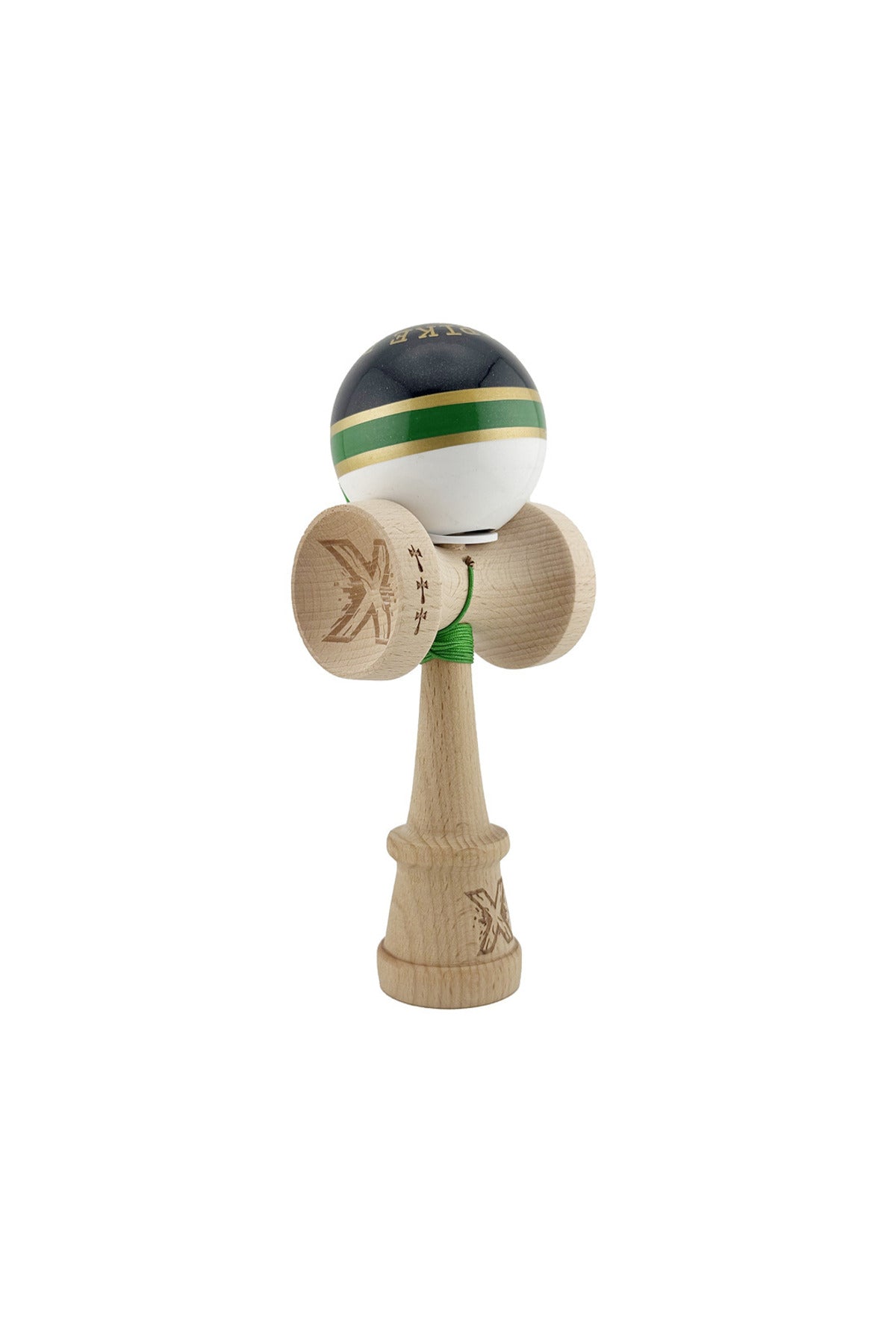 Kendama X Royal Spike Originala, Model V3 Inel Verde, Profesionala, Cupe Mari King Size, Super Sticky, Gaura in Baza, Rulment, Ata 55cm