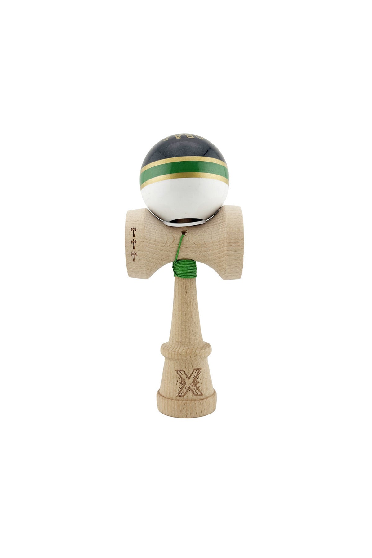 Kendama X Royal Spike Originala, Model V3 Inel Verde, Profesionala, Cupe Mari King Size, Super Sticky, Gaura in Baza, Rulment, Ata 55cm