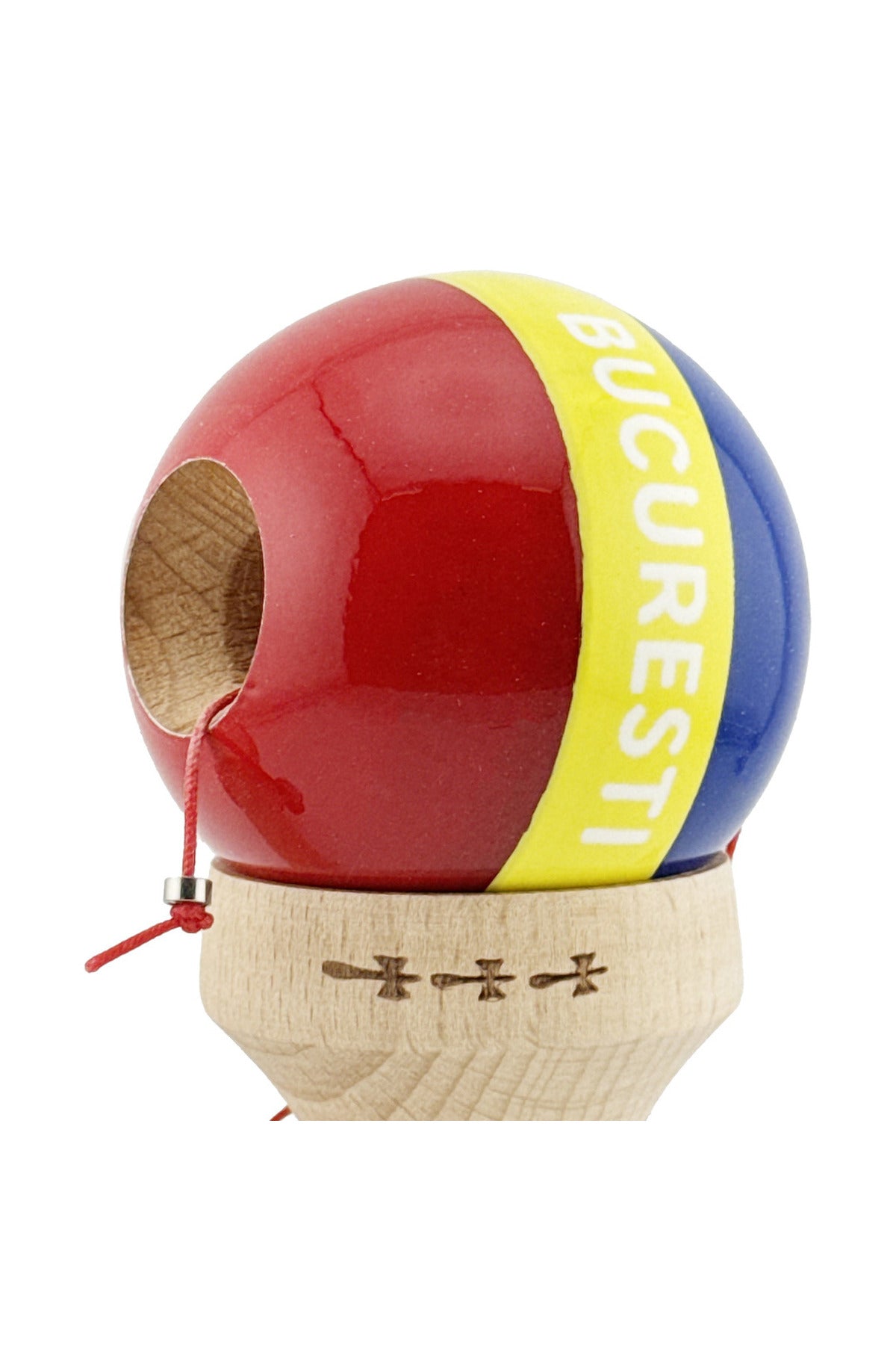 Kendama X Originala, Special Edition Bucuresti, Model V3 Multicolor, Profesionala, Cupe Mari King Size, Super Sticky, Gaura in Baza, Rulment, Ata 55cm