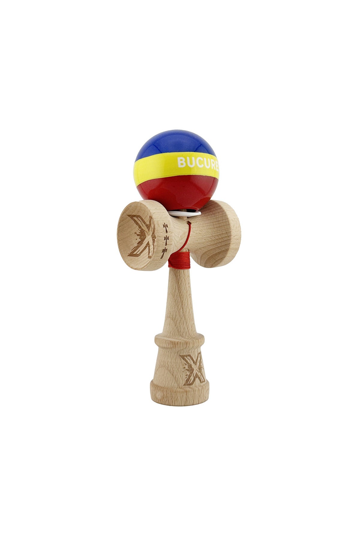Kendama X Originala, Special Edition Bucuresti, Model V3 Multicolor, Profesionala, Cupe Mari King Size, Super Sticky, Gaura in Baza, Rulment, Ata 55cm