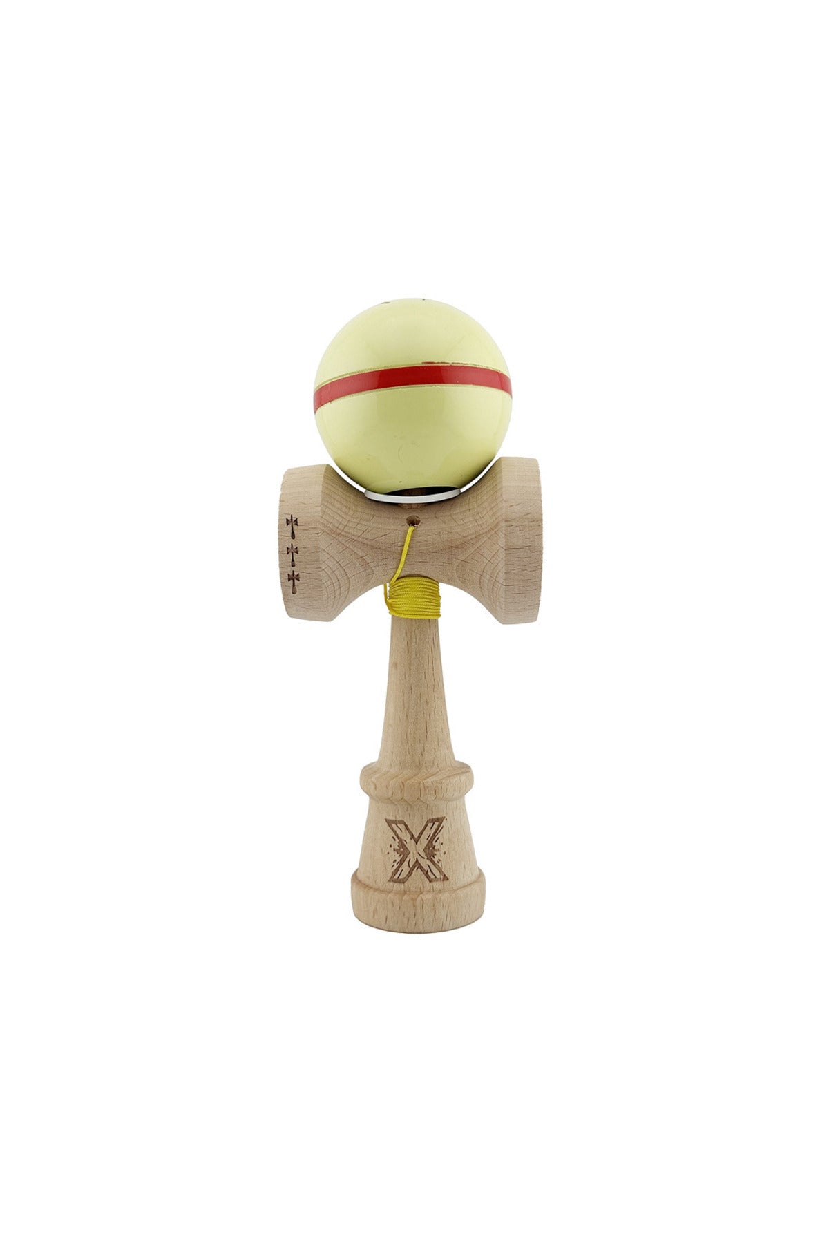 Kendama X Silken Originala, Model V3 Cream Galben, Profesionala, Cupe Mari King Size, Super Sticky, Gaura in Baza, Rulment, Ata 55cm