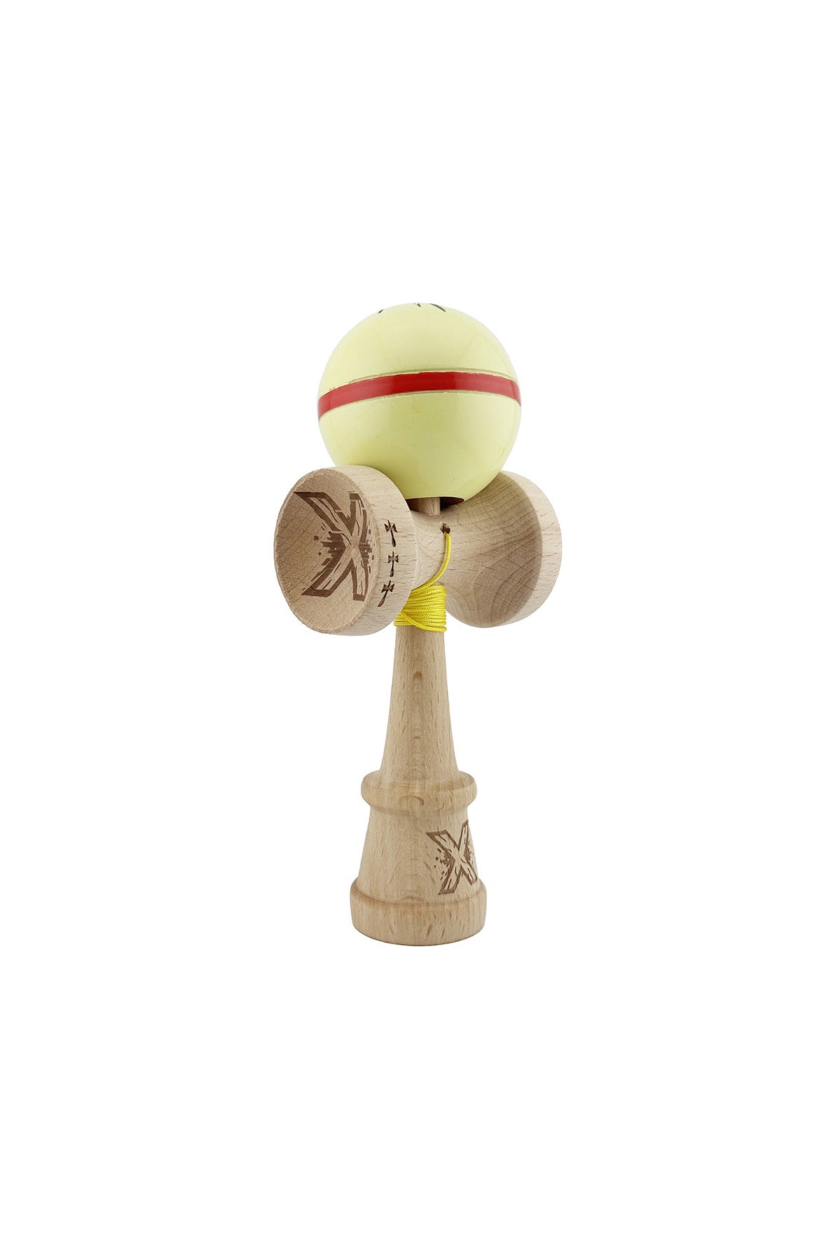 Kendama X Silken Originala, Model V3 Cream Galben, Profesionala, Cupe Mari King Size, Super Sticky, Gaura in Baza, Rulment, Ata 55cm