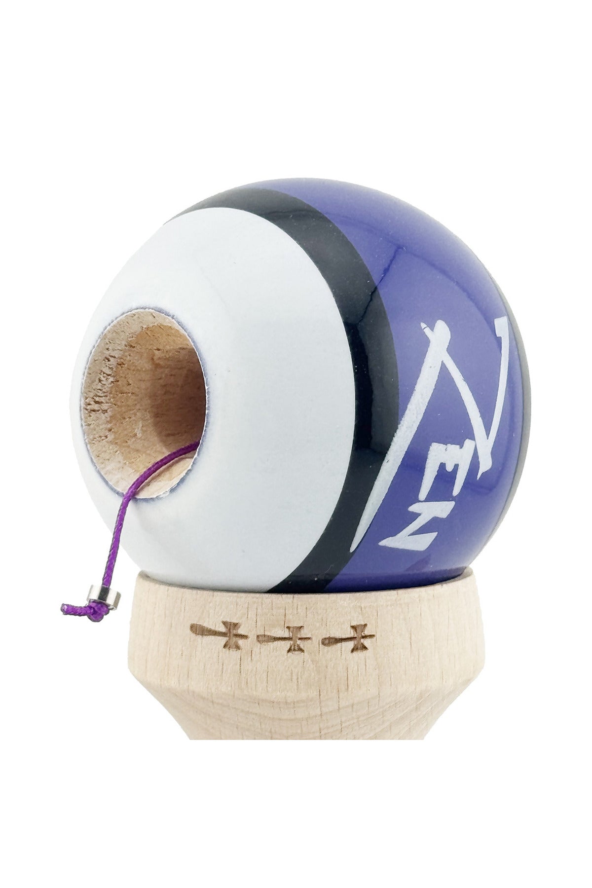 Kendama X Zen Originala, Model V3 Violet, Profesionala, Cupe Mari King Size, Super Sticky, Gaura in Baza, Rulment, Ata 55cm