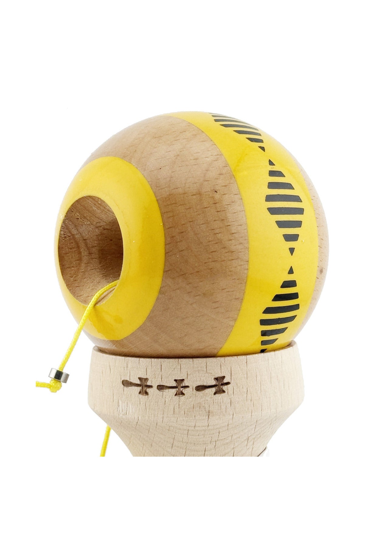 Kendama X Vibes Originala, Model V3 Galben, Profesionala, Cupe Mari King Size, Super Sticky, Gaura in Baza, Rulment, Ata 55cm