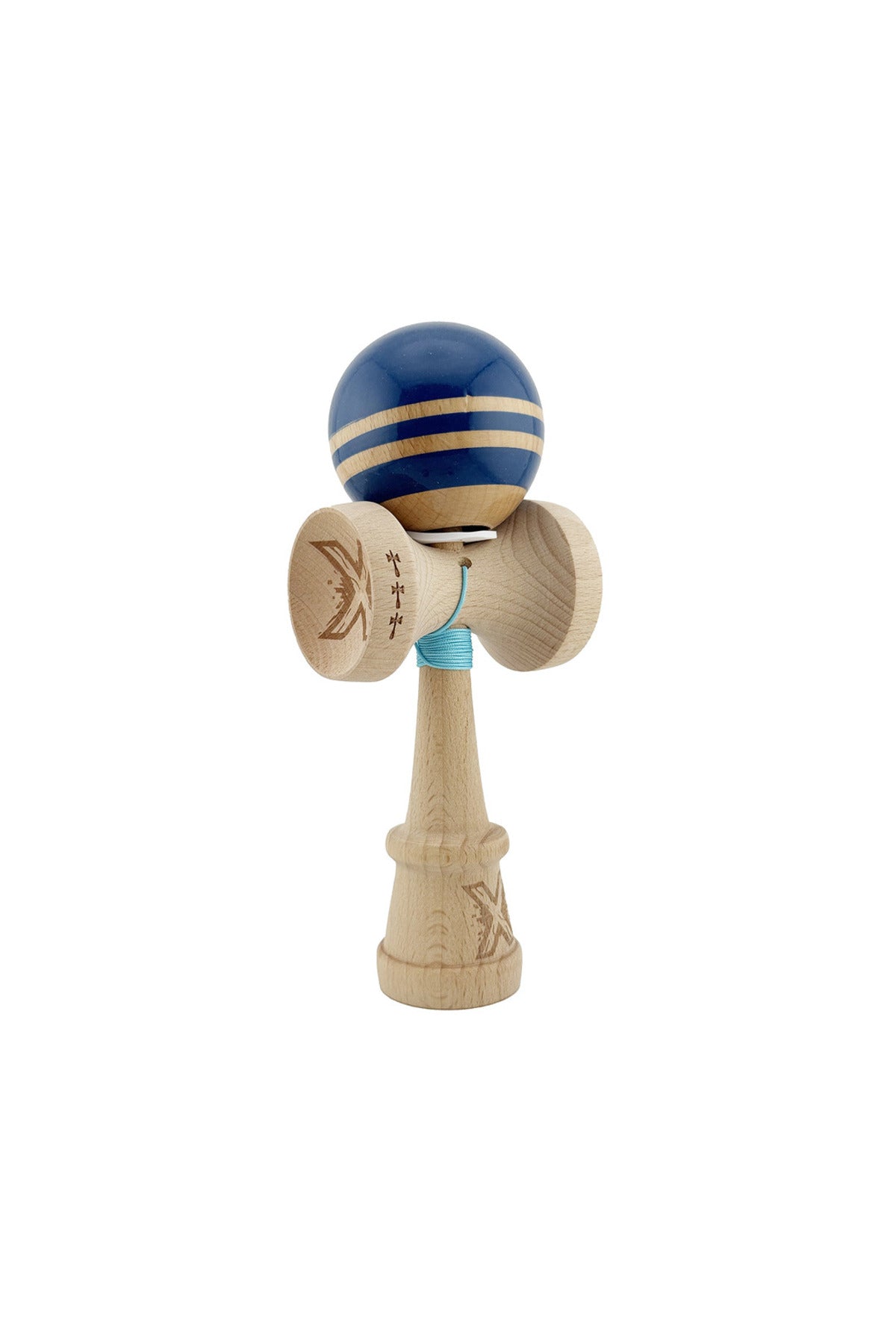 Kendama X Rainbow Originala, Model V3 Albastru, Profesionala, Cupe Mari King Size, Super Sticky, Gaura in Baza, Rulment, Ata 55cm