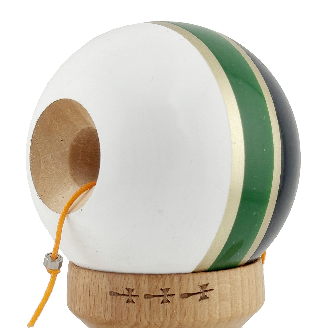 Kendama X Royal Spike Originala, Model Negru / Verde Gold / Alb, Profesionala, Cupe Mari, Super Sticky, Rulment, Ata 55cm