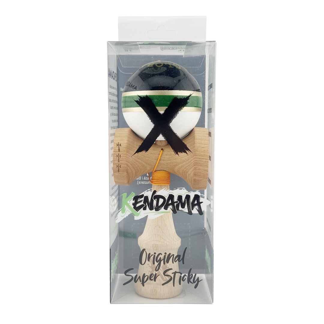 Kendama X Royal Spike Originala, Model Negru / Verde Gold / Alb, Profesionala, Cupe Mari, Super Sticky, Rulment, Ata 55cm