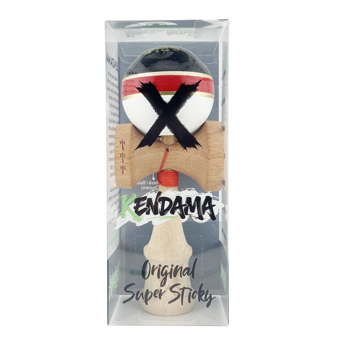 Kendama X Royal Spike Originala, Model Negru / Rosu Silver / Alb, Profesionala, Cupe Mari, Super Sticky, Rulment, Ata 55cm