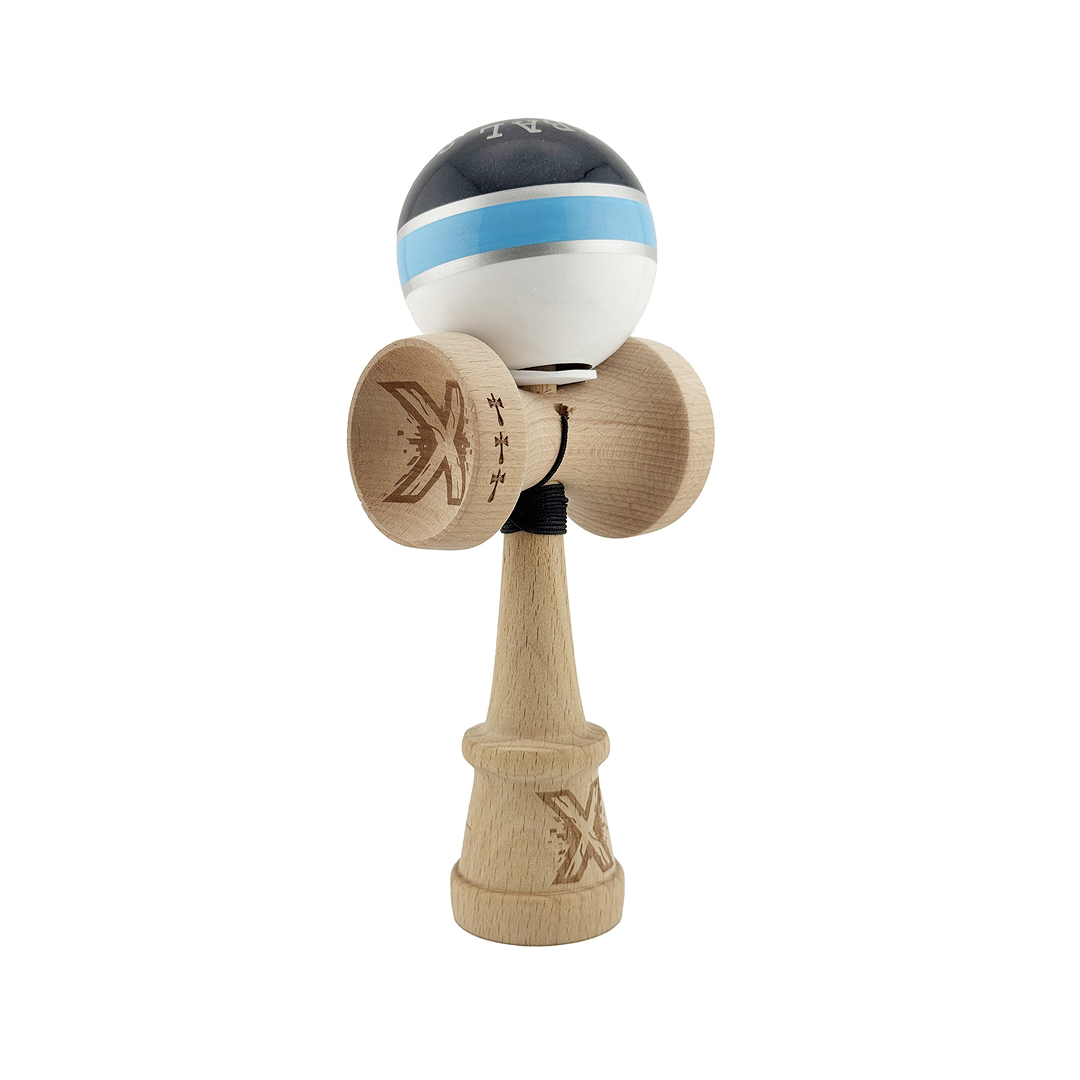 Kendama X Royal Spike Originala, Model V3 Inel Albastru, Profesionala, Cupe Mari King Size, Super Sticky, Gaura in Baza, Rulment, Ata 55cm