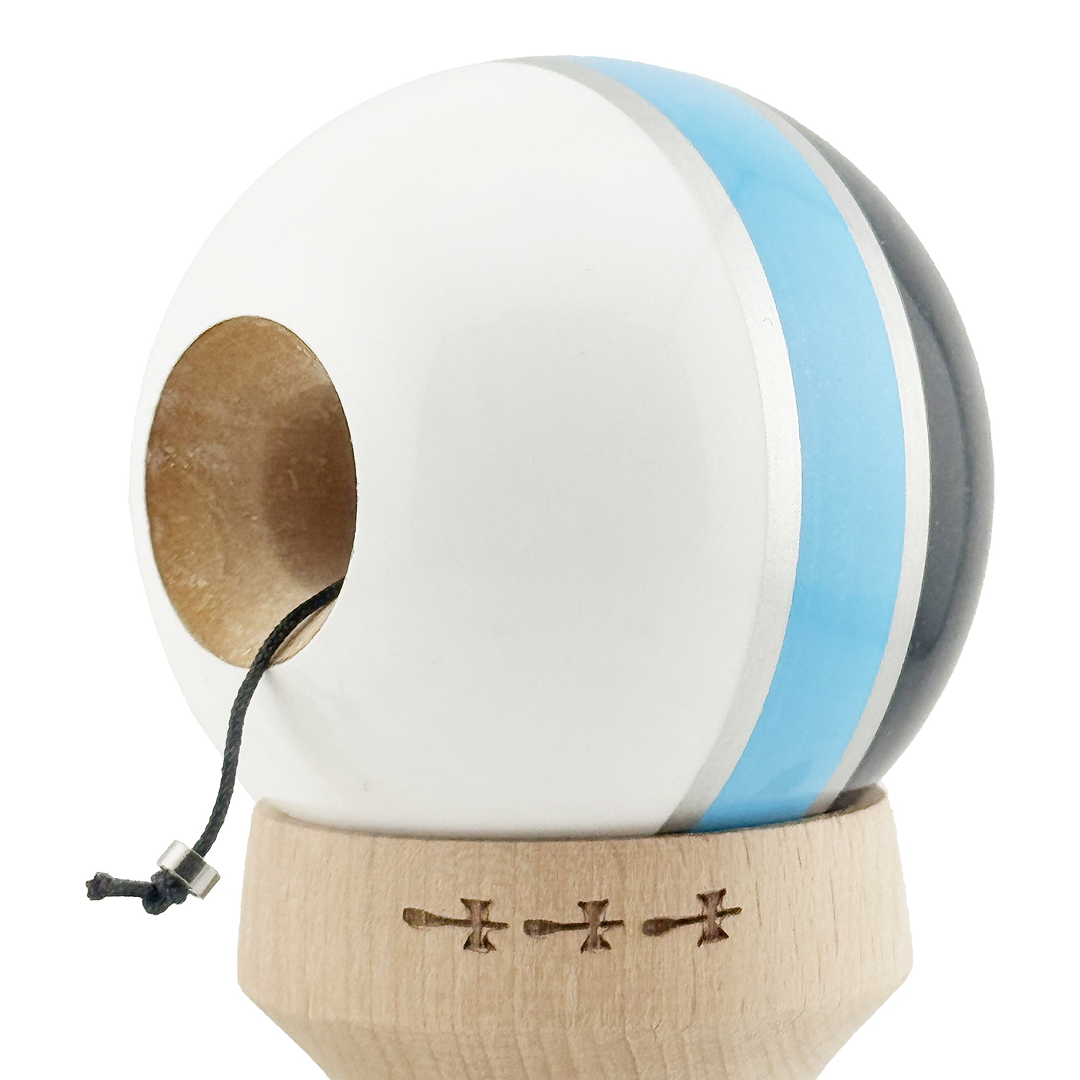 Kendama X Royal Spike Originala, Model V3 Inel Albastru, Profesionala, Cupe Mari King Size, Super Sticky, Gaura in Baza, Rulment, Ata 55cm