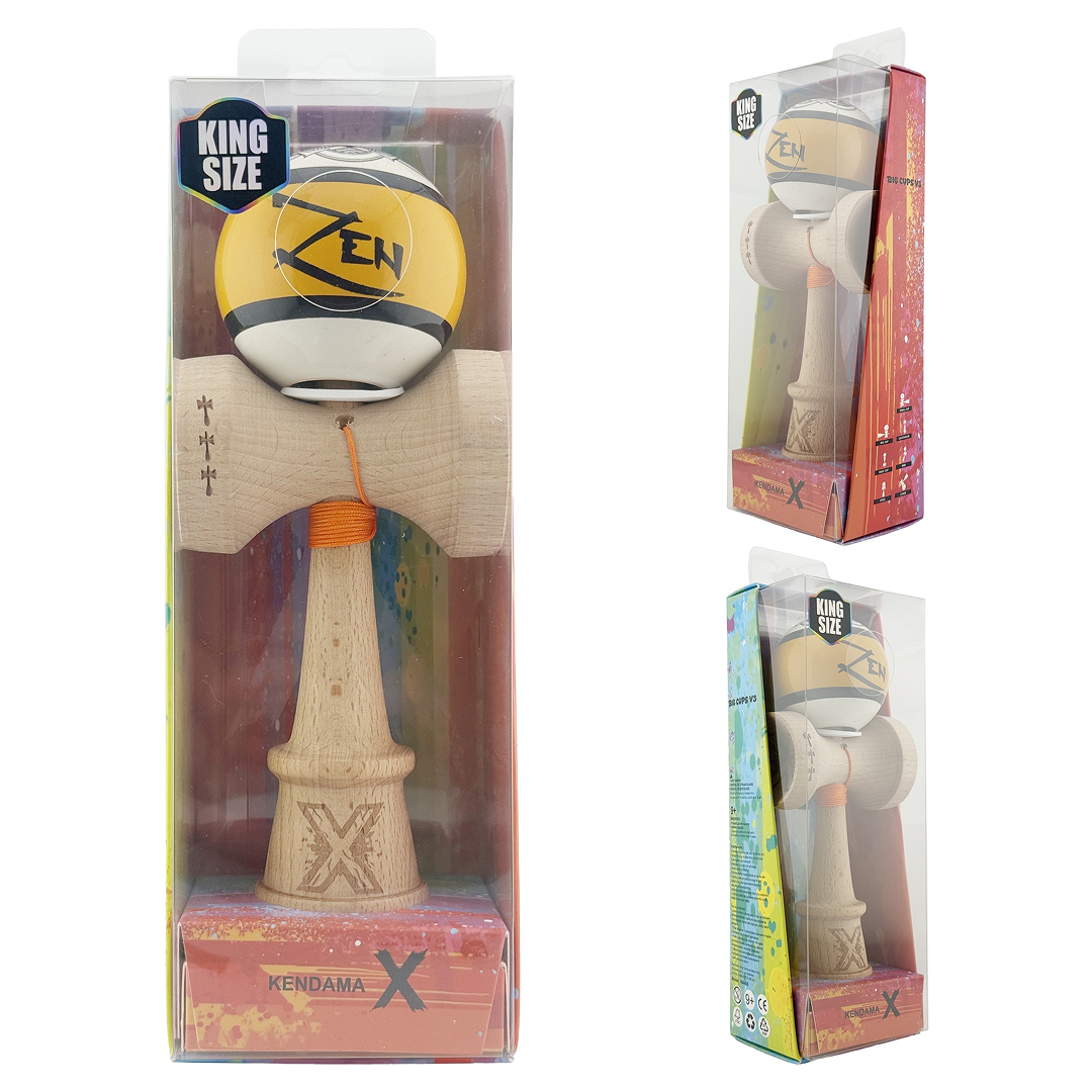 Kendama X Zen Originala, Model V3, Profesionala, Cupe Mari King Size, Super Sticky, Gaura in Baza, Rulment, Ata 55cm