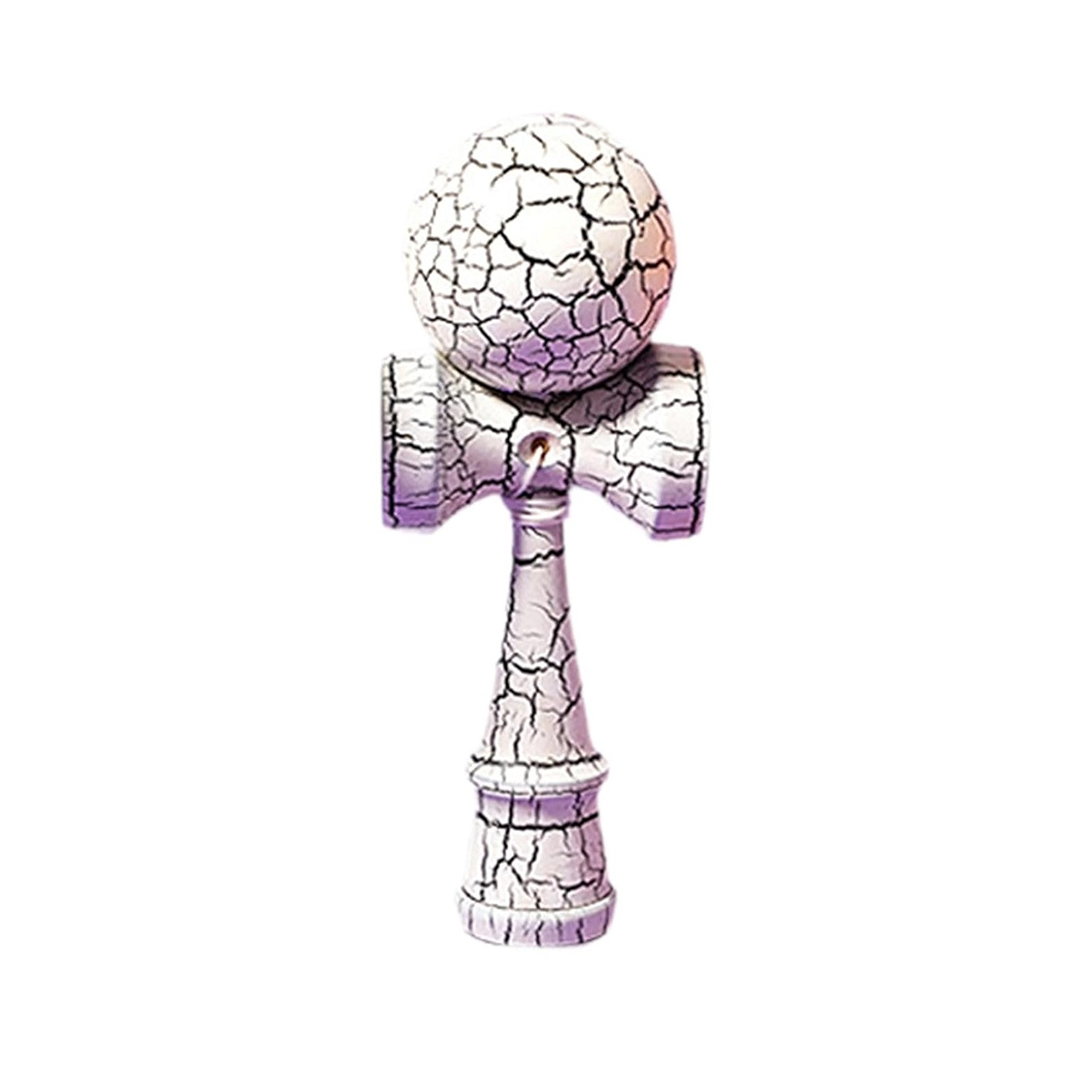 Kendama X Originala Berbis – Jucarie Interactiva din Lemn, 18 cm, Joc de Indemanare pentru Copii si Adulti, Model Cracked Alb-Negru