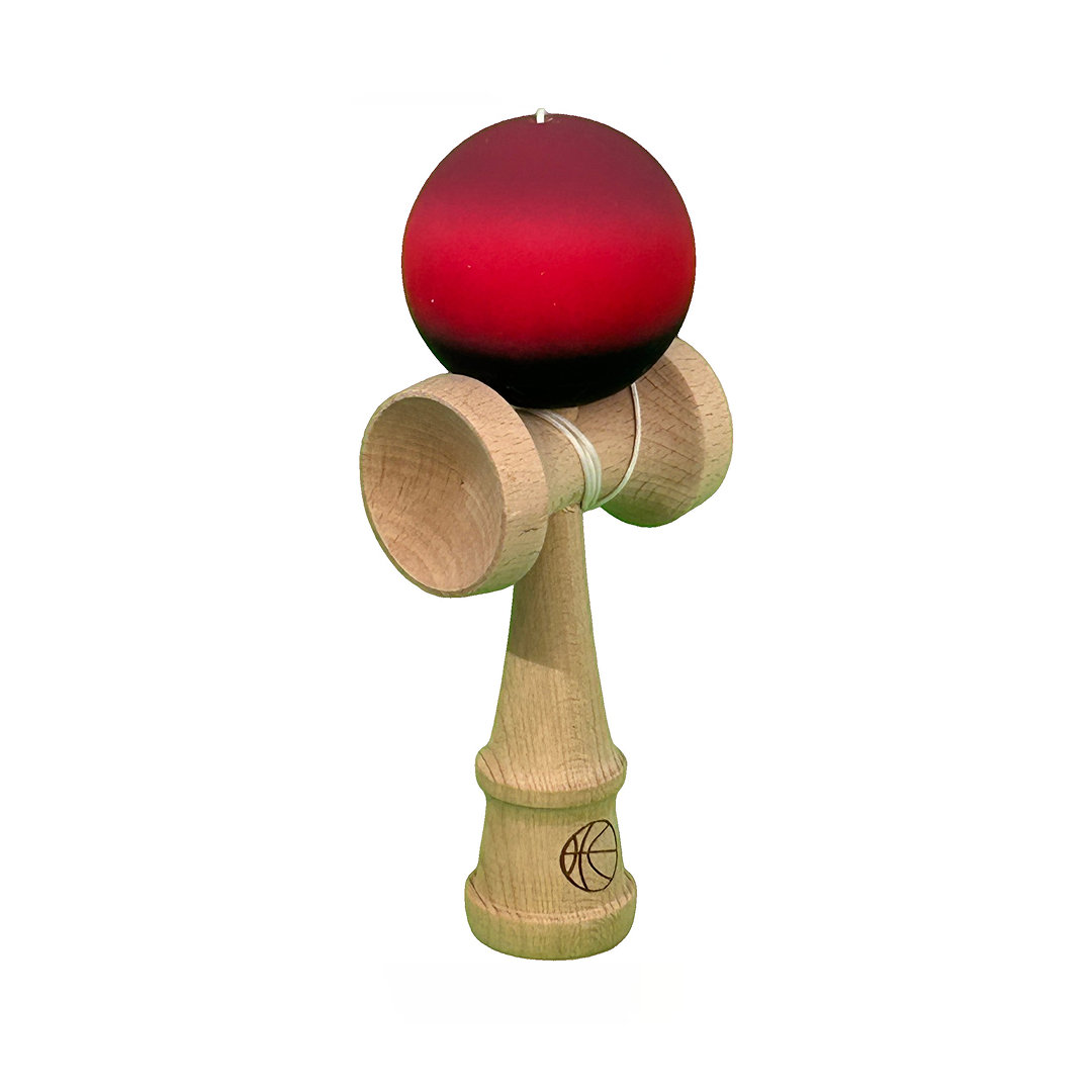 Kendama X Berbis – Jucarie Interactiva din Lemn, 18 cm, Joc de Indemanare pentru Copii si Adulti, Model Mov-Rosu-Negru in Degrade