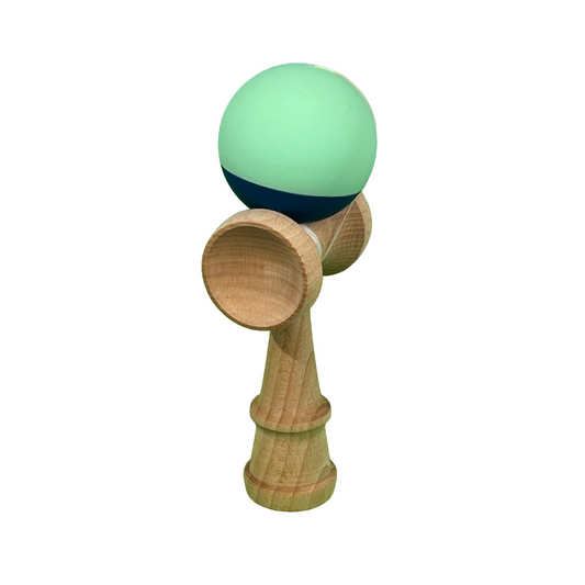 Kendama X Berbis – Jucarie Interactiva din Lemn, 18 cm, Joc de Indemanare pentru Copii si Adulti, Model Bicolor Albastru-Turcoaz
