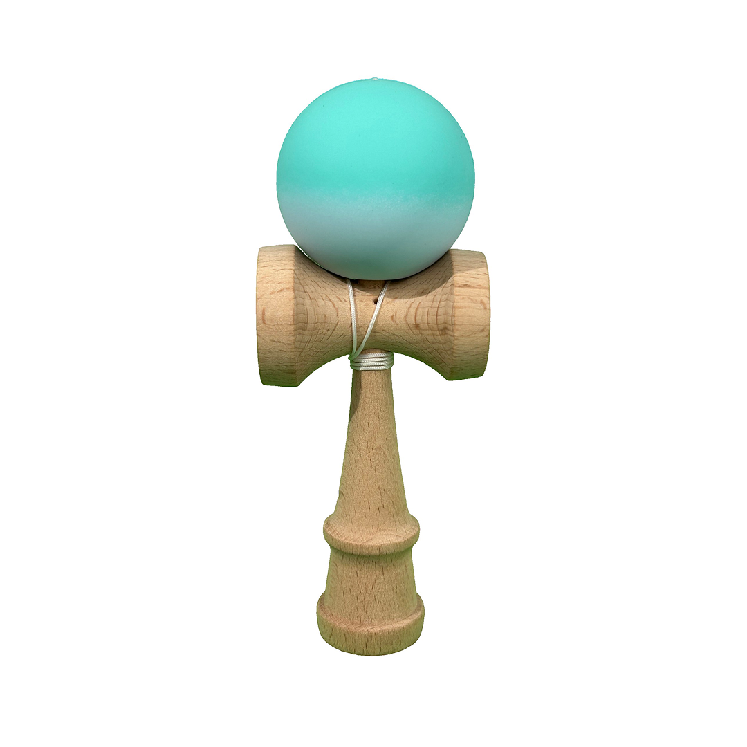 Kendama X Berbis – Jucarie Interactiva din Lemn, 18 cm, Joc de Indemanare pentru Copii si Adulti, Model Turcoaz-Alb in Degrade