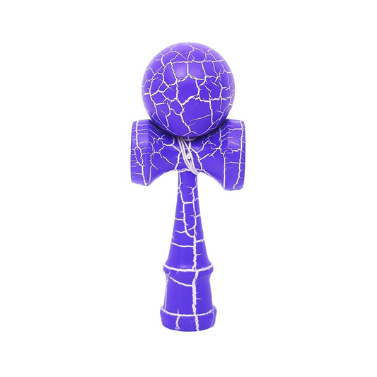 Kendama X Originala Berbis – Jucarie Interactiva din Lemn, 18 cm, Joc de Indemanare pentru Copii si Adulti, Design Cracked Mov-Alb