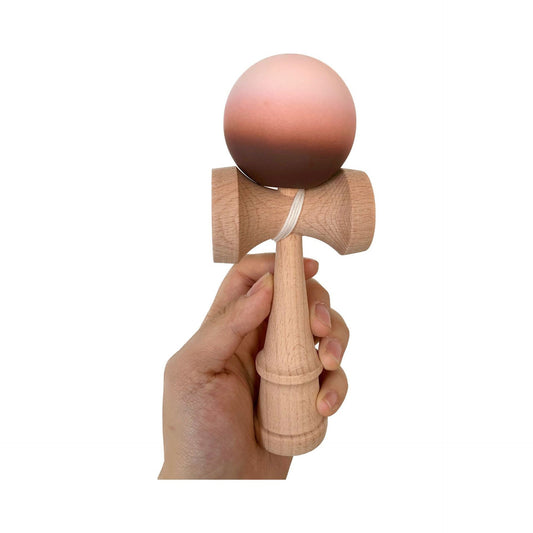 Kendama X Berbis – Jucarie Interactiva din Lemn, 18 cm, Joc de Indemanare pentru Copii si Adulti, Model Maro-Bej-Roz in Degrade
