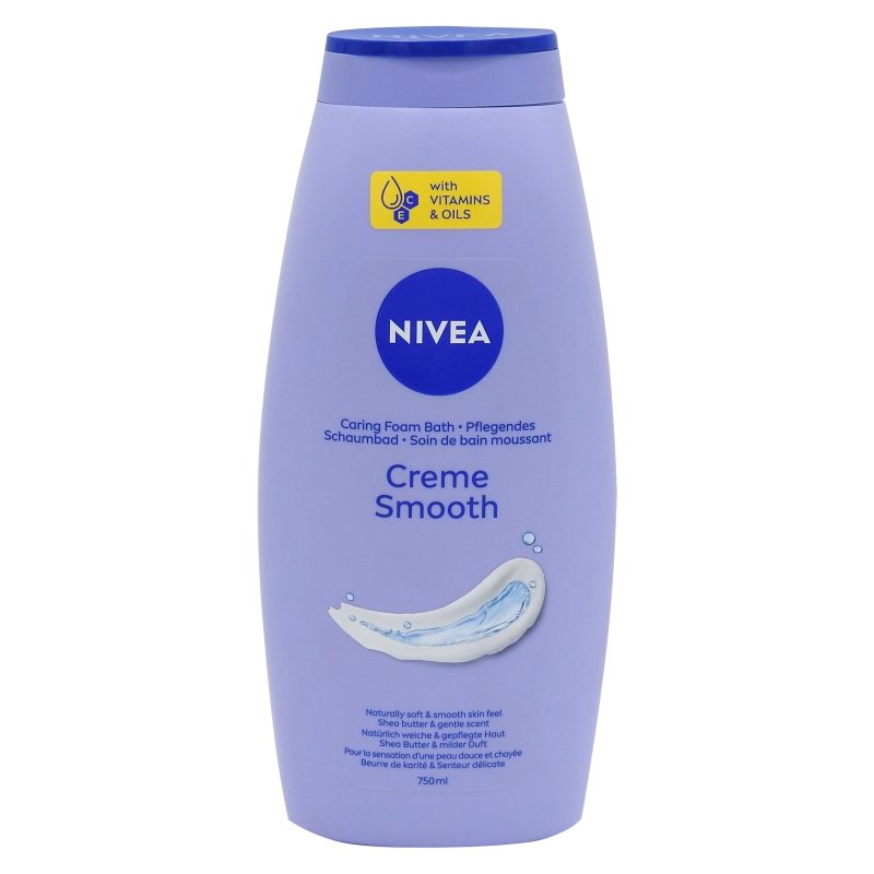 Gel de Dus Nivea Creme Smooth, Spumant de Baie Hidratant, Unt de Shea, 750 ml