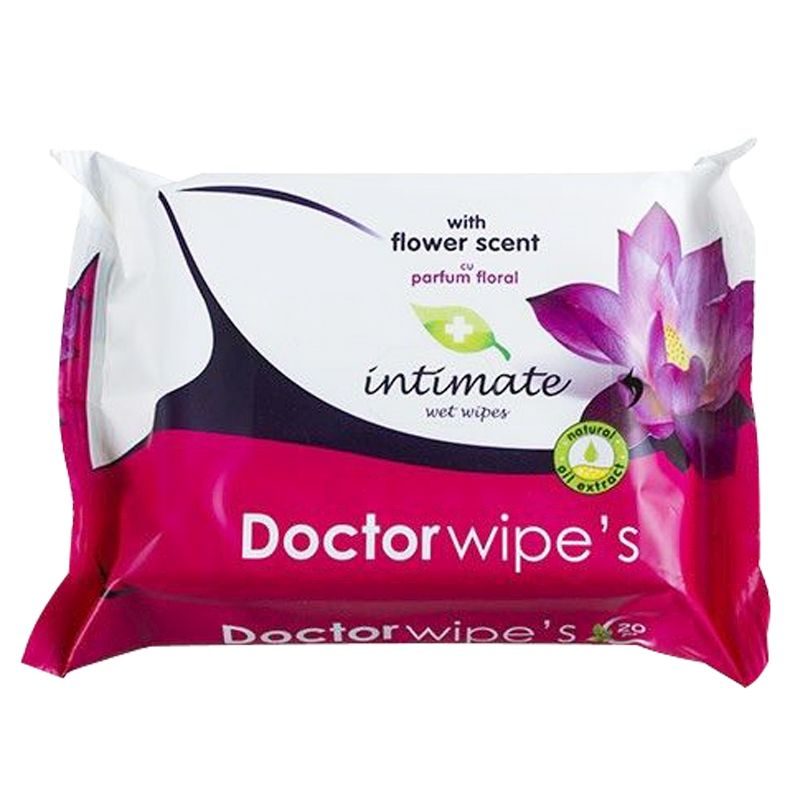 Șervețele Umede Intime Doctor, Curățare Delicată cu Extract de Plante, Material Textil Moale, Pachet 20 Bucăți