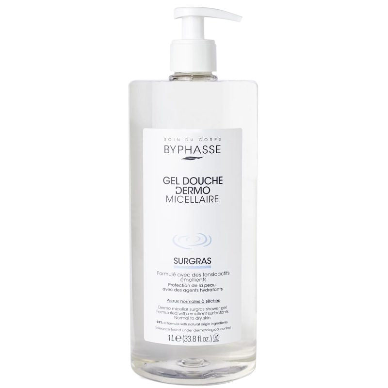 Byphasse Gel de Duș Micelar, Formulă Hidratantă Dermo Micellar, PH Neutru, Curățare Delicată, Recipient de Plastic, 1000 ml
