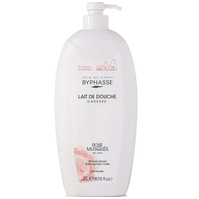 Gel de Dus Crema Byphasse, Extract de Trandafir Moscat, Hidratare si Curatare Delicata, Formula PH Neutru, Bidon 2 L