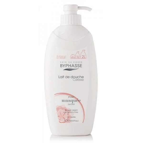 Byphasse Gel de Dus Crema cu Ulei de Trandafir Moscat, Hidratant si Catifelat, Recipient cu Pompa, 1 L