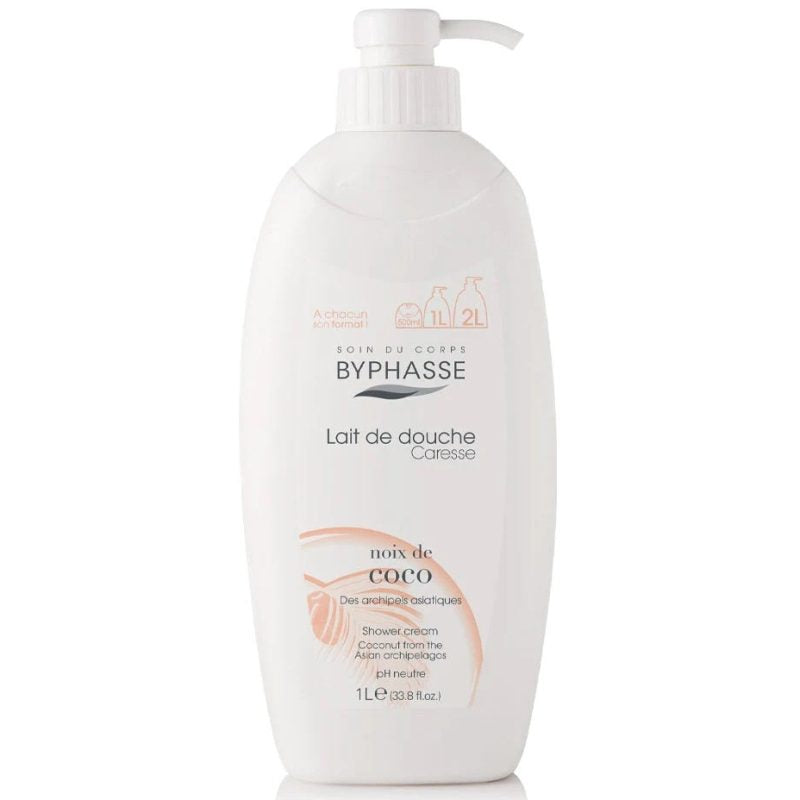 Byphasse Gel de Dus Crema, Extract de Cocos, Hidratare si Curatare, pH Neutru, 1 L