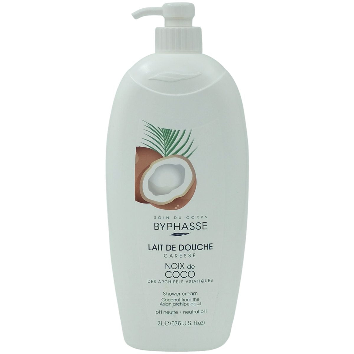 Byphasse Gel de Duș Cremă cu Extract de Cocos, Formulă Hidratantă pentru Toate Tipurile de Piele, pH Neutru, Format Economic, 2 L