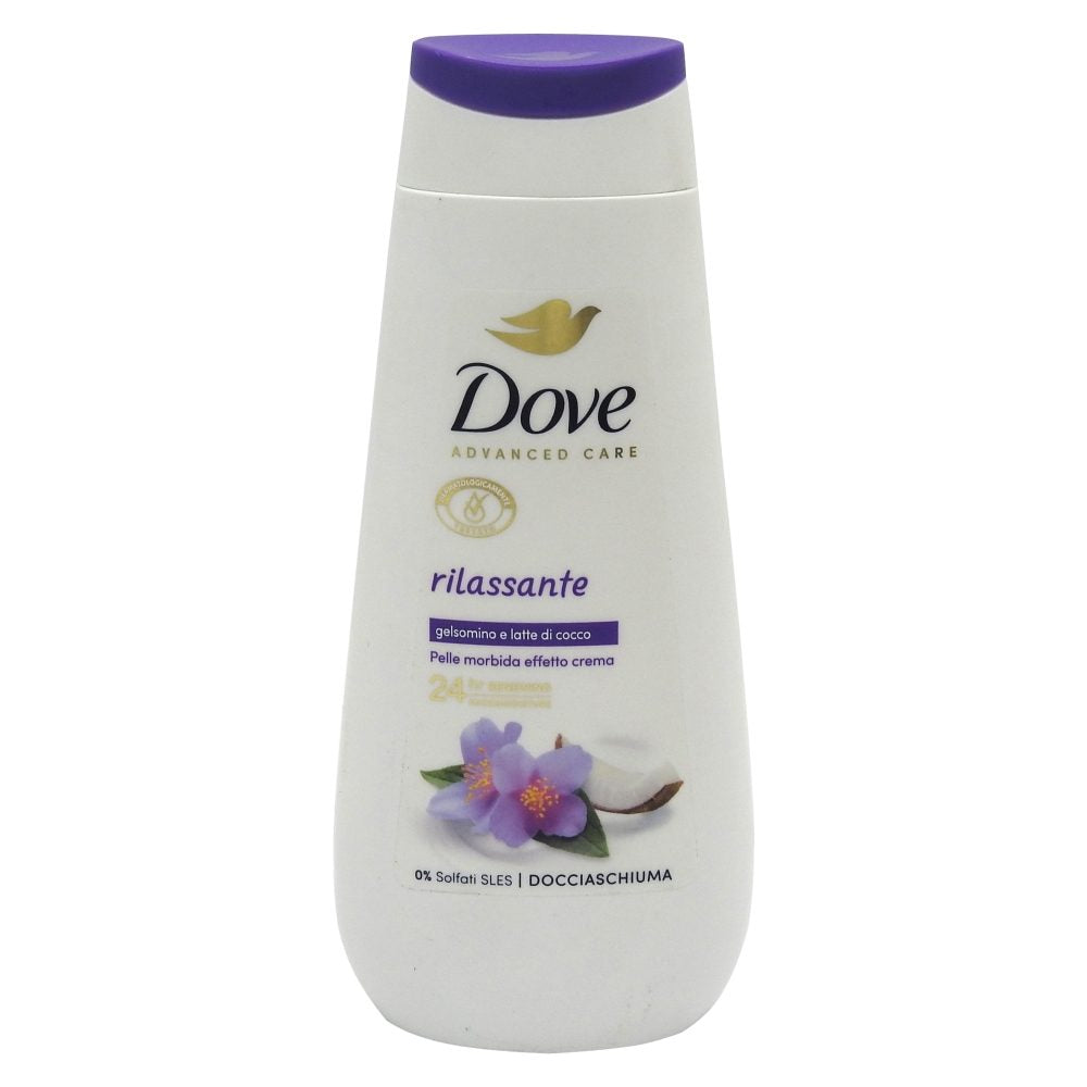 Gel de Dus Dove Advance Care Relaxing, Hidratare Intensa cu Iasomie si Lapte de Cocos, Formula Nutritiva, 225 ml