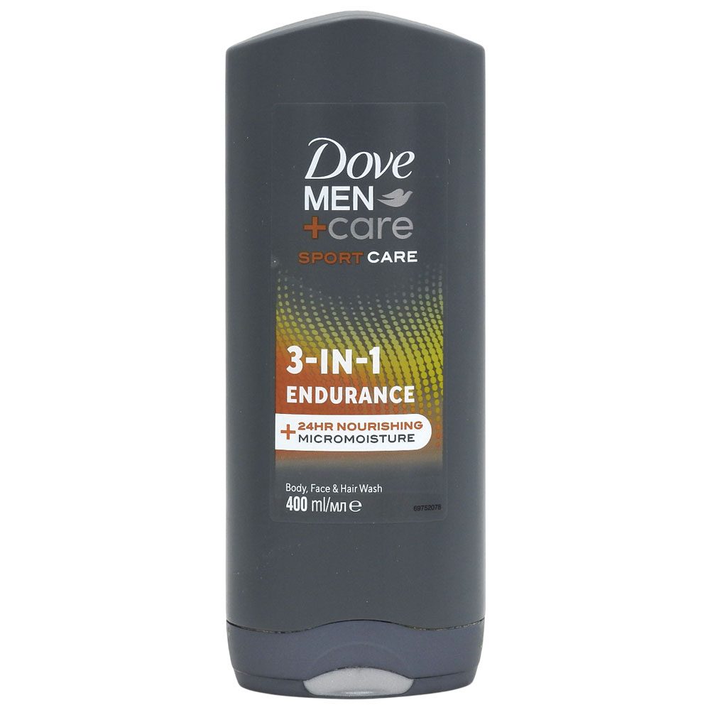 Dove Men+Care Gel de Dus 3in1 Endurance, Curatare pentru Corp, Fata si Par, Extract de Ginseng, 400 ml