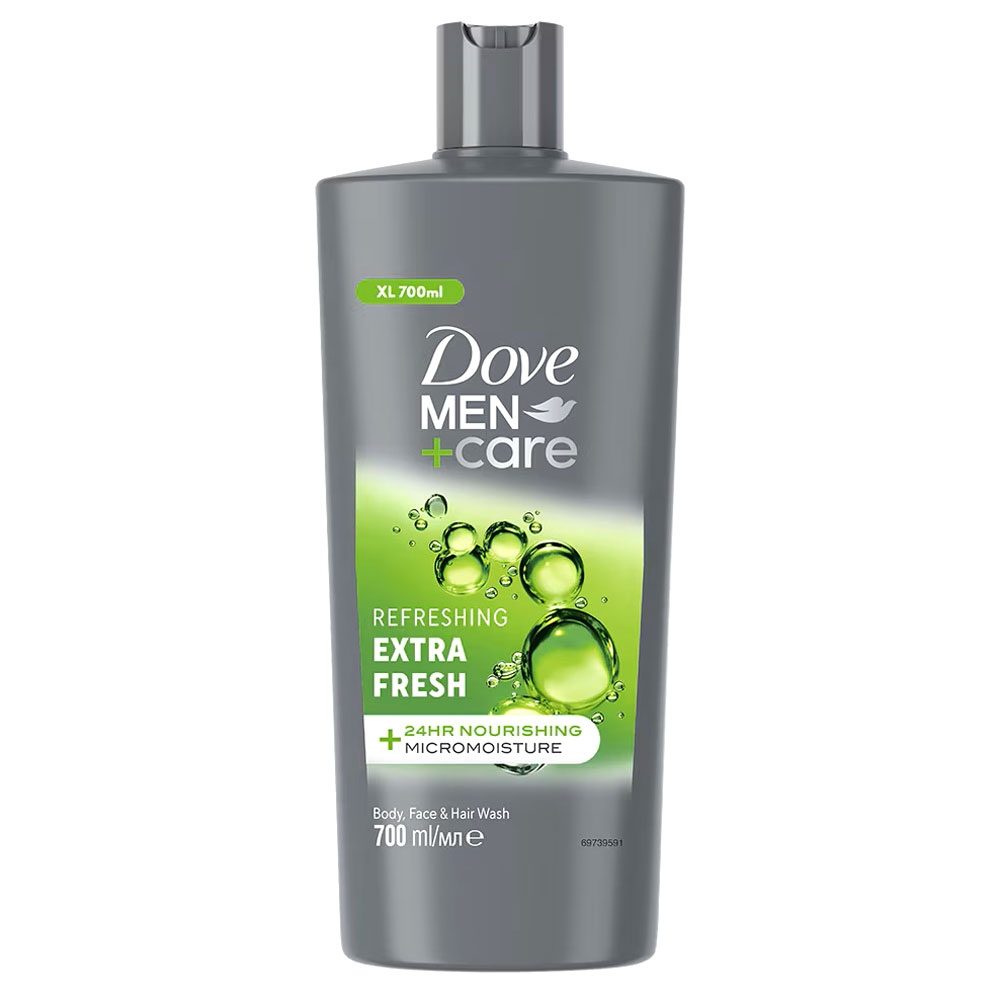 Dove Men+Care Gel de Dus Extra Fresh, Tehnologie MicroMoisture, Revigorant, Corp si Fata, 700 ml