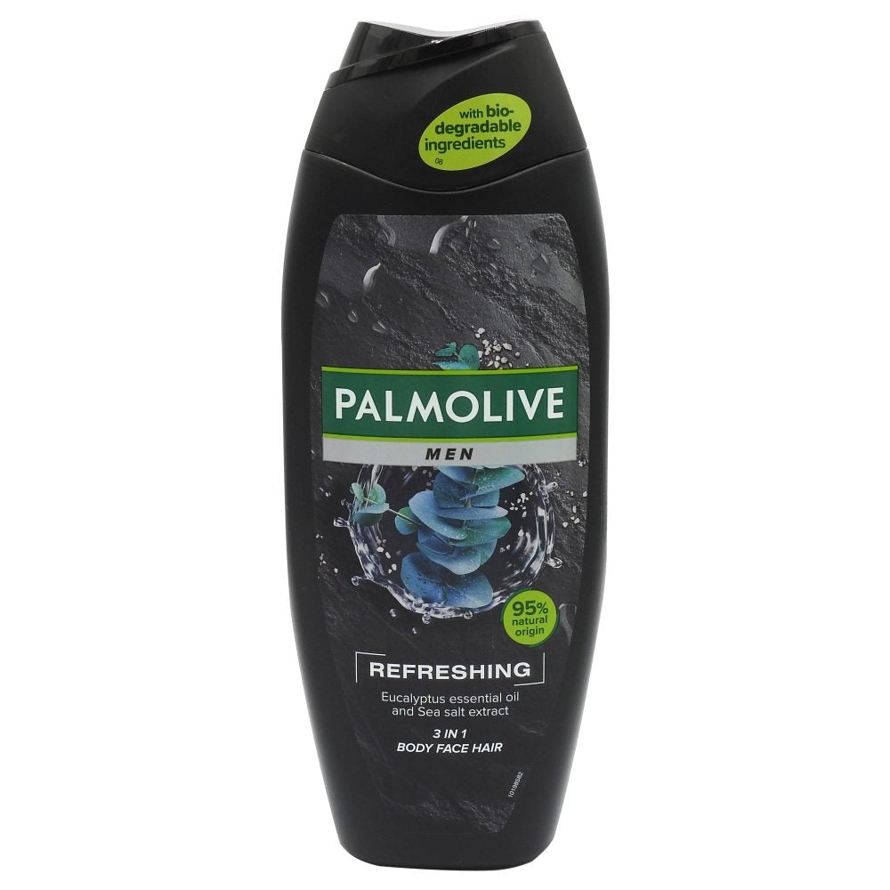 Gel de Dus Palmolive Men Refreshing, Formula Revigoranta 3-in-1 pentru Corp Fata si Par, 500 ml