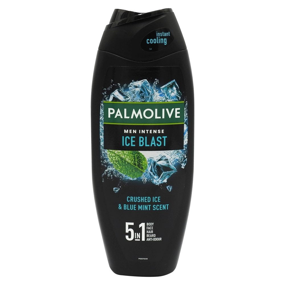 Gel de Duș Palmolive Men Ice Blast 5in1, Reîmprospătare Intensă cu Extract de Mentă, Corp, Față și Păr, 500 ml