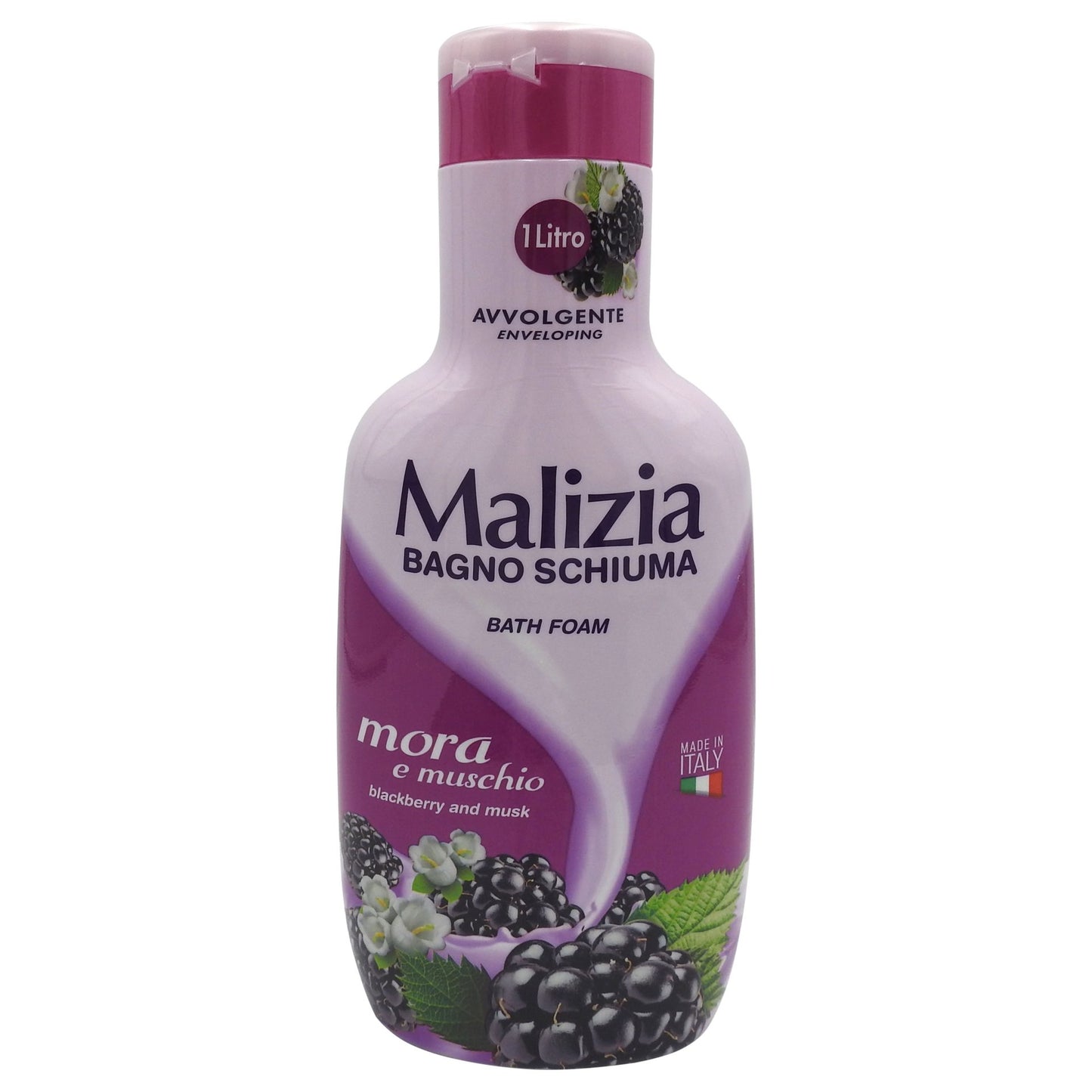 Spumant de Baie Malizia, Gel de Dus cu Aroma de Mure si Mosc, Formula Hidratanta, Recipient 1 L