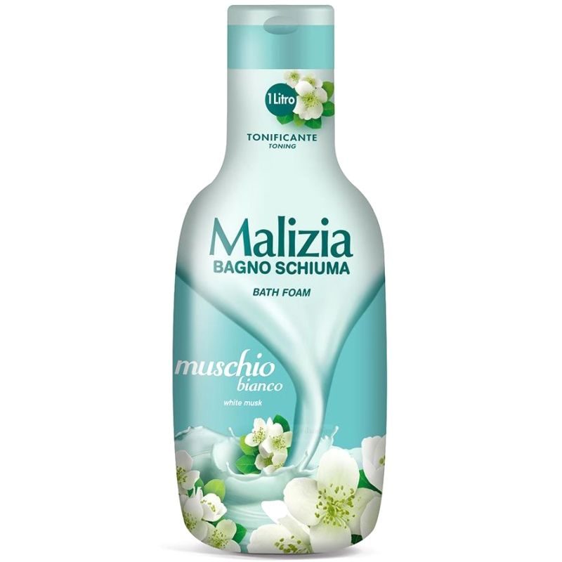 Malizia Spumant de Baie, Gel de Dus Hidratant, Aroma Muschio Bianco, Parfum de Mosc Alb, 1 L