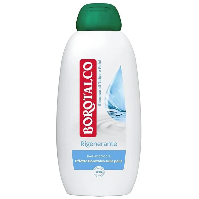 Gel de Duș Borotalco Regenerante, Formulă Hidratantă cu Parfum de Talc, Curățare Delicată, Recipient 600 ml