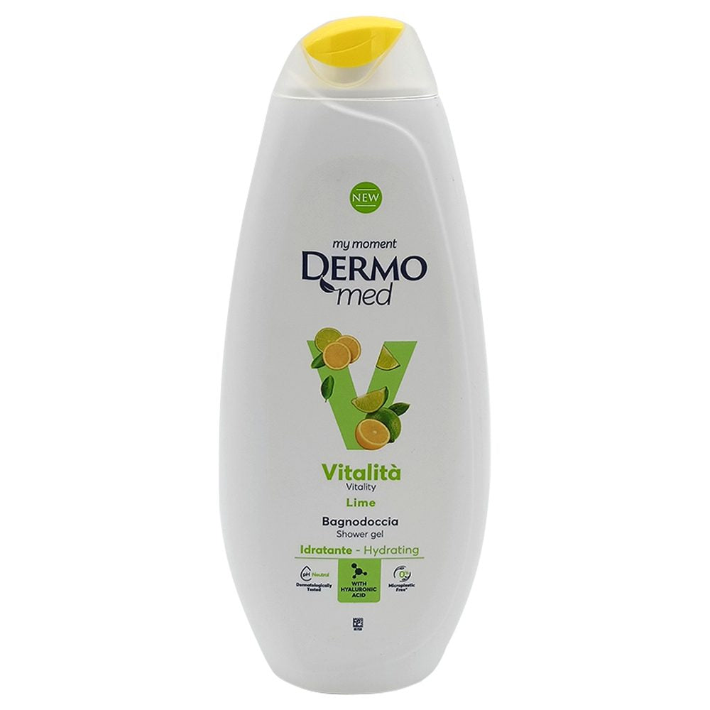Gel de Duș Dermomed Lime Vitality, Formulă Energizantă, pH 5.5, Parfum de Lămâie Verde, 650 ml