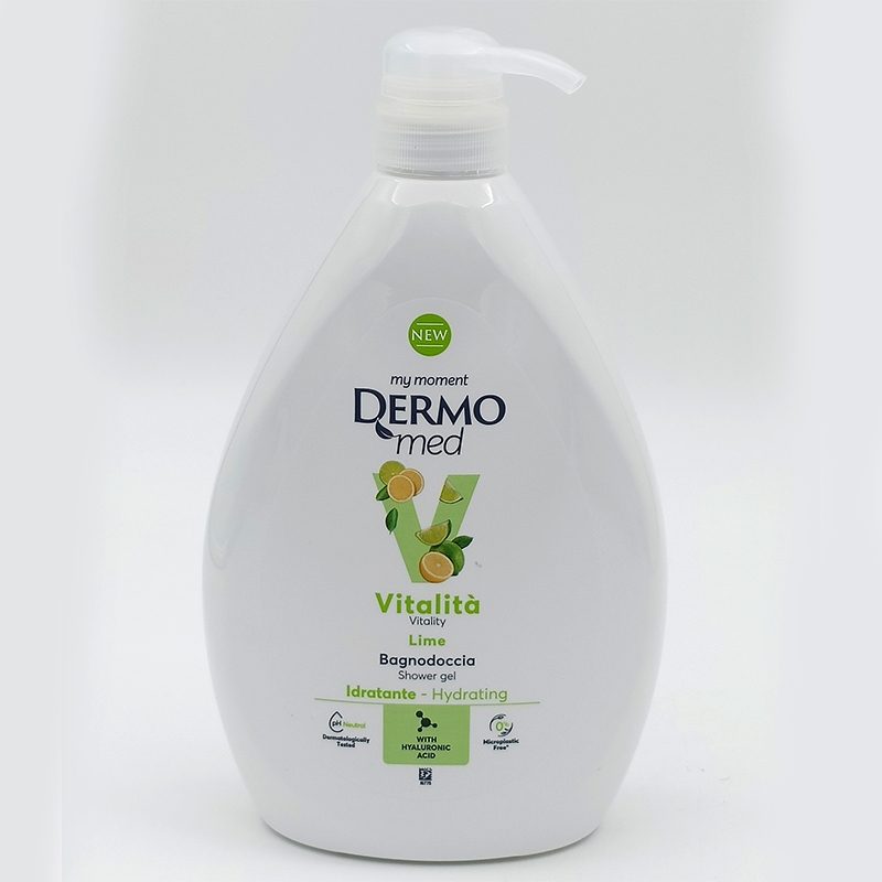 Dermomed Gel de Dus Revitalizant, Lime Vitality, Extract de Lamaie si Citrice, Hidratare Intensa, PH 5.5, Bidon 1 L