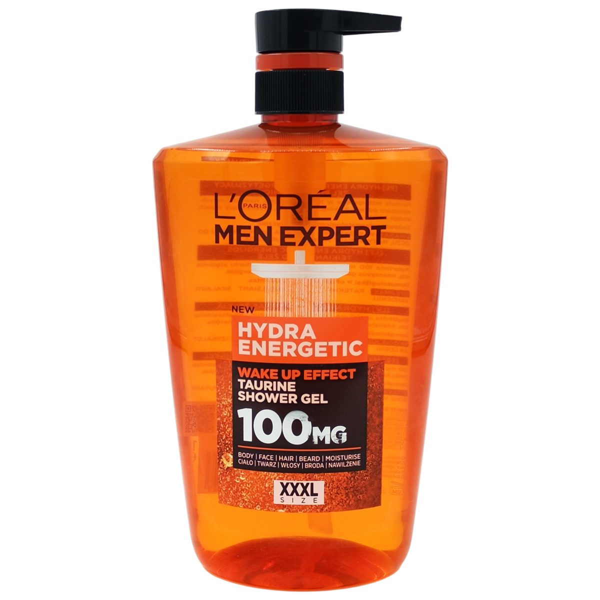 L'Oreal Men Expert, Gel de Dus Hydra Energetic, Imbogatit cu Vitamina C, Actiune 3-in-1 pentru Corp, Fata si Par, Efect Revigorant, 1000 ml