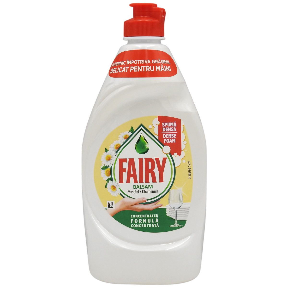Detergent Lichid de Vase Fairy Chamomile, Putere Degresantă Ridicată, Extract de Mușețel, 450 ml