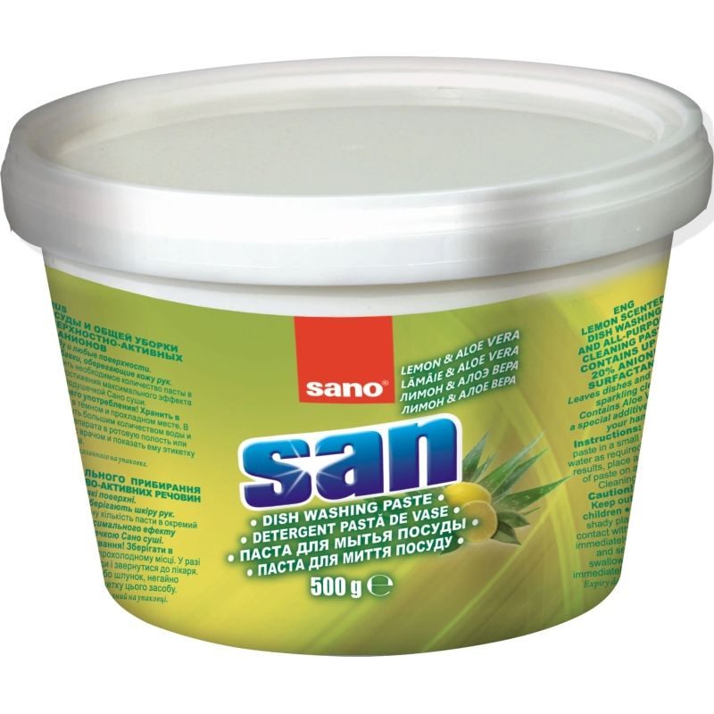 Sano Detergent de Vase Pasta, Formula Concentrata Degresanta cu Aroma de Lamaie, Cutie 500 g