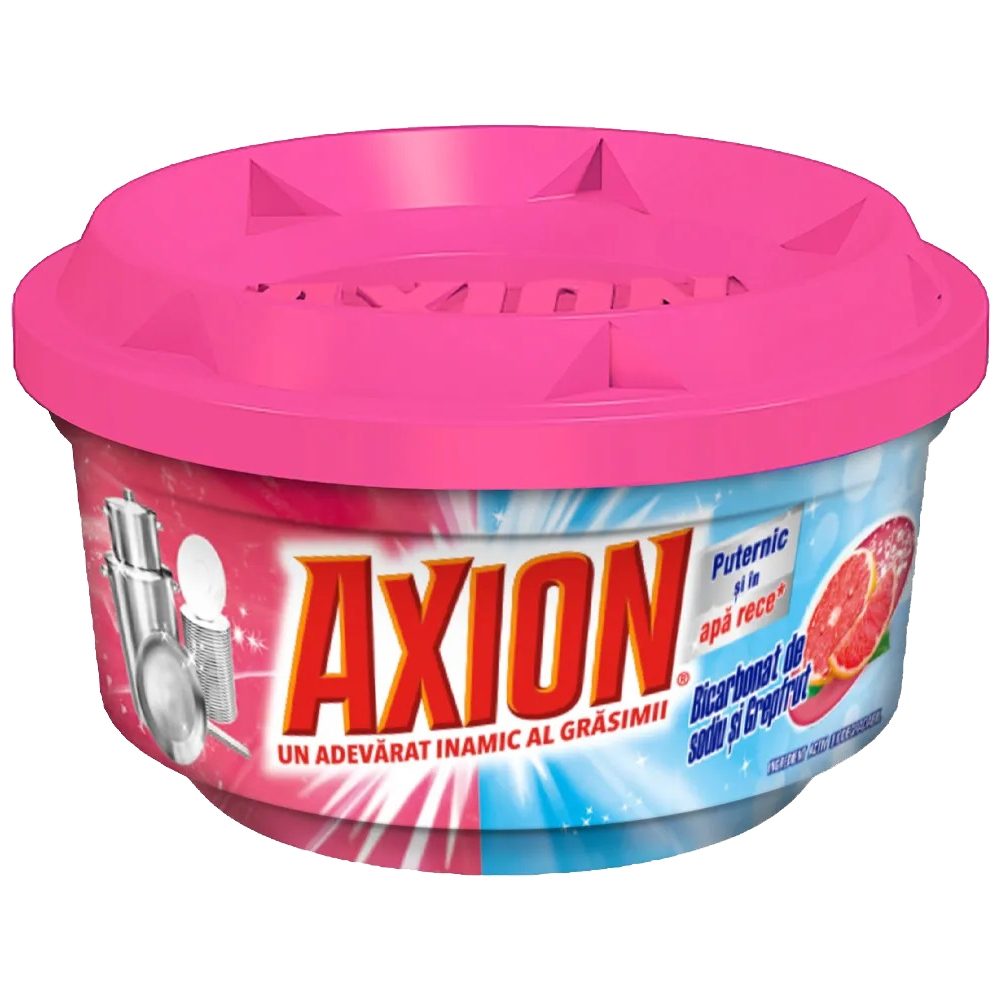 Detergent Vase Pasta Axion, Putere de Degresare cu Bicarbonat si Grapefruit, Curatare Eficienta, 225 g