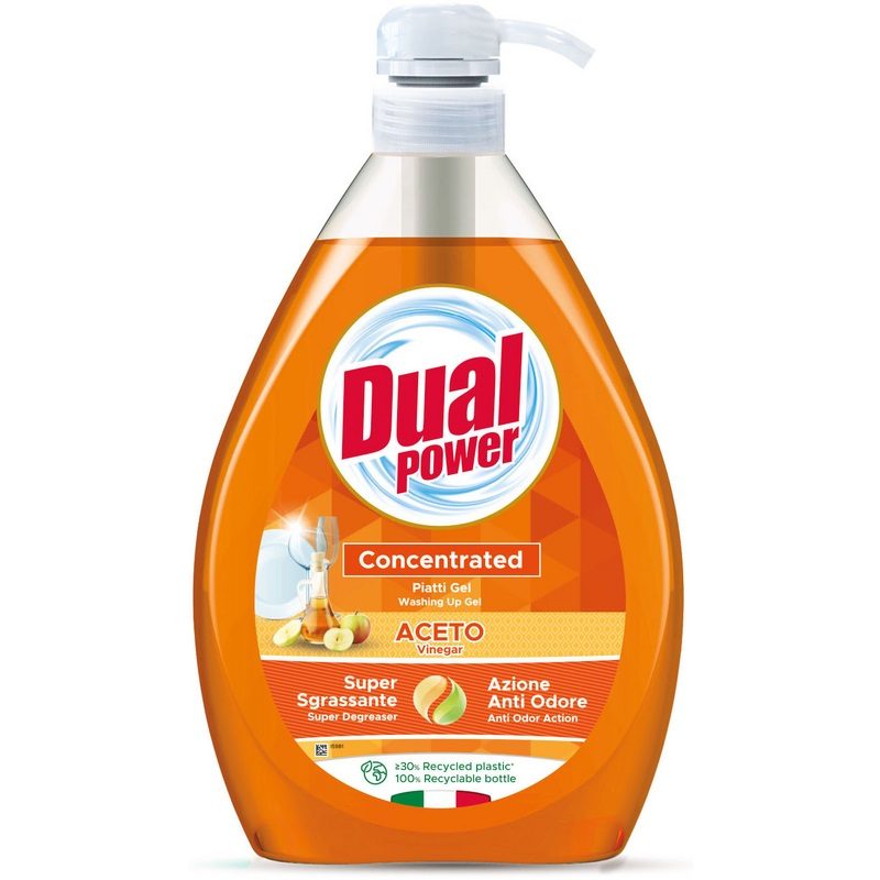 Dual Detergent Vase Cu Pompă, Formulă Cu Oțet Pentru Degresare, Rezervă Economică, Recipient Plastic, 1 L