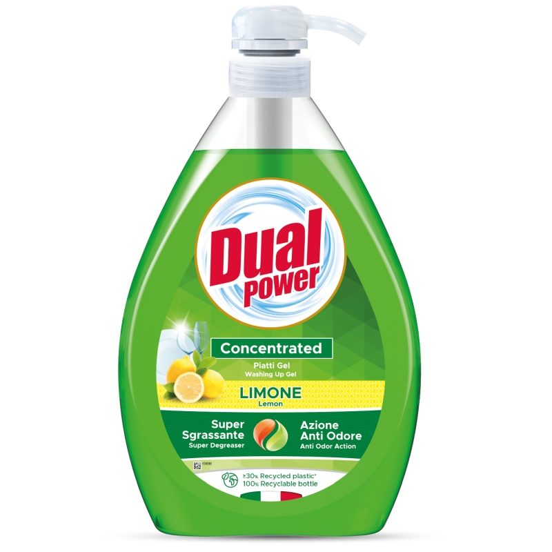 Dual Detergent Vase Cu Pompă, Parfum Lămâie, Formulă Degresantă, 1 L