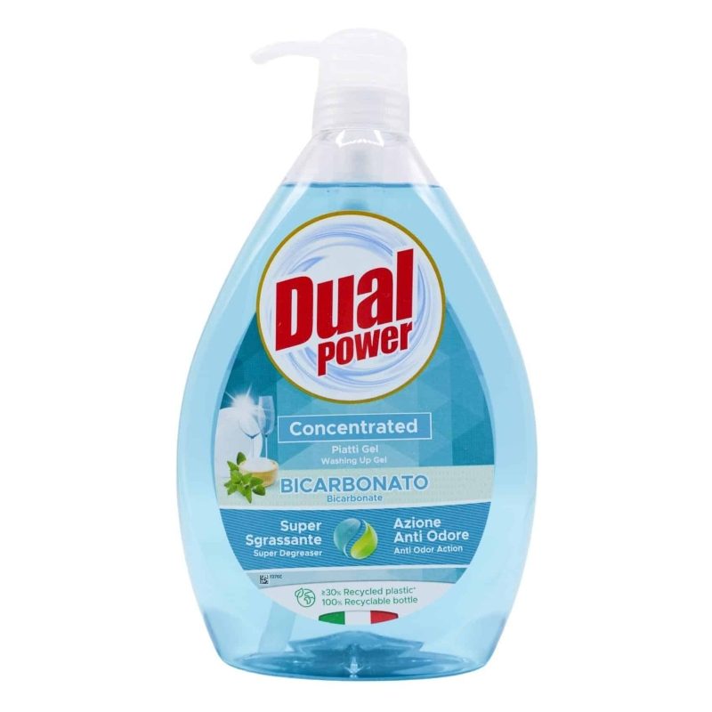 Dual Detergent Vase cu Pompă, Formulă cu Bicarbonat și Salvie, Degresant Puternic, Recipient Plastic, 1 L