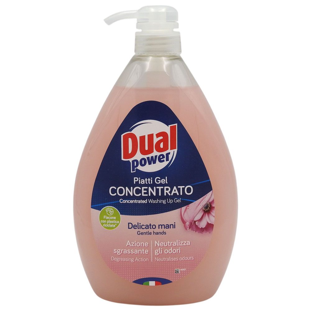 Dual Detergent Vase cu Pompa, Power Delicato, Formula Concentrata, Recipient Reutilizabil, 1 L